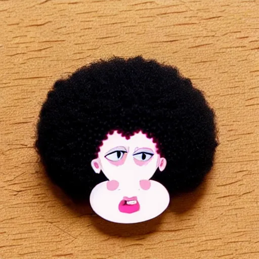 Image similar to a cute 2 d hair barrette character, afro, design, detailed