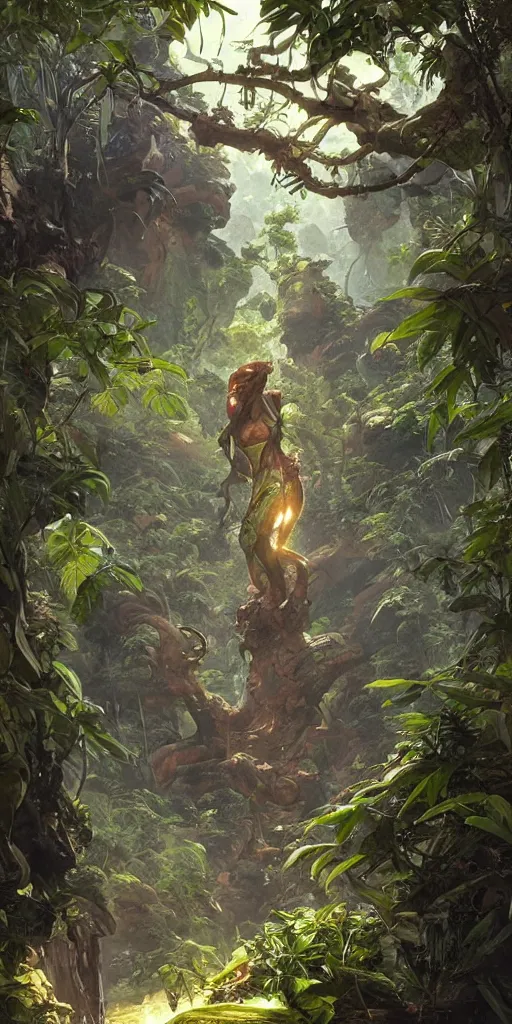 Image similar to an alien jungle landscape, apex legends, epic lighting, sketch illustration, ultra detailed, art by artgerm and greg rutkowski and alphonse mucha