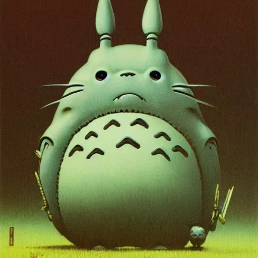 Image similar to totoro made by zdzisław beksinski