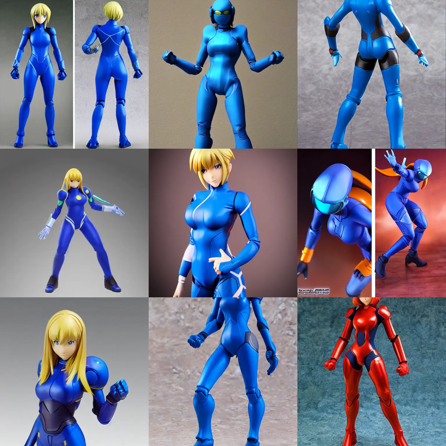 Prompt: life - sized zero suit samus action figure, photorealistic, anime