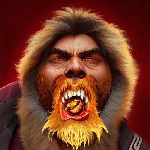 Image similar to portrait of gritty opening his mouth to eat pizza, highly detailed, digital painting, artstation, concept art, sharp focus, illustration, art by artgerm and greg rutkowski and alphonse mucha