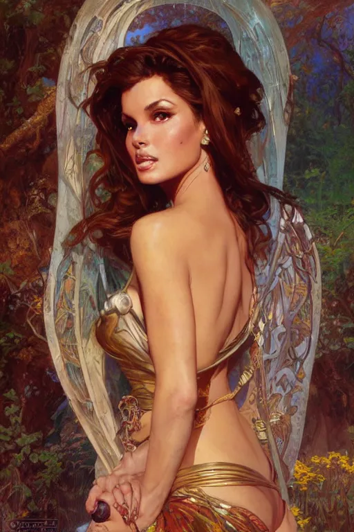 Prompt: young Raquel Welch portrait, fantasy, elegant, intricate, by Stanley Artgerm Lau, greg rutkowski, thomas kindkade, alphonse mucha, loish, norman Rockwell