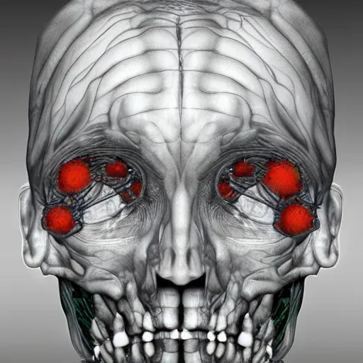 Image similar to an evolved human with new organs to thrive in the future ( body horror ), award winning digital art by philip hood