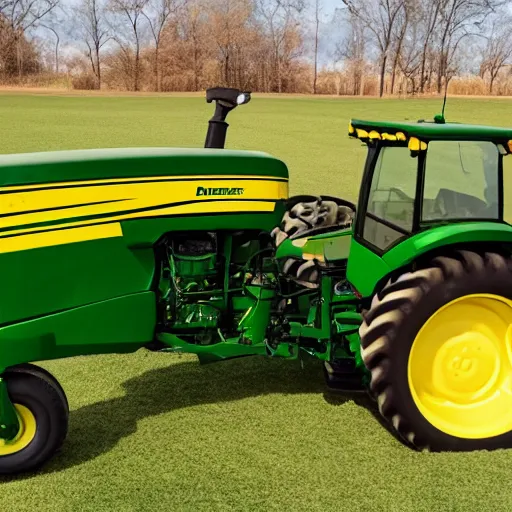 Prompt: a john deere tractor designed by a pancake factory