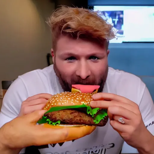 Prompt: paymoney wubby eating a burger, 4 k