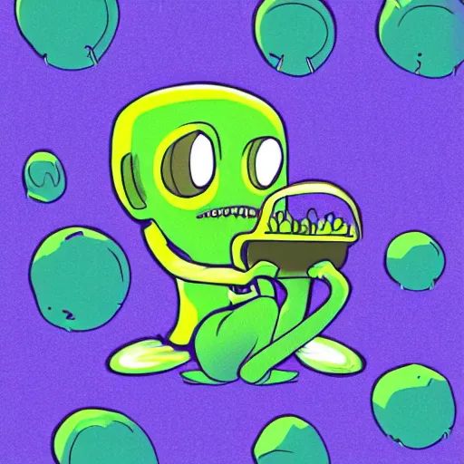 Image similar to Funny looking cute alien smoking weed, digital art, featured on artstation, fine details