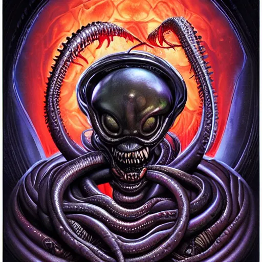 Prompt: scorn giger venom alien doom zdislaw bekinski horror hell alien tentacles, pixar style, by tristan eaton stanley artgerm and tom bagshaw.