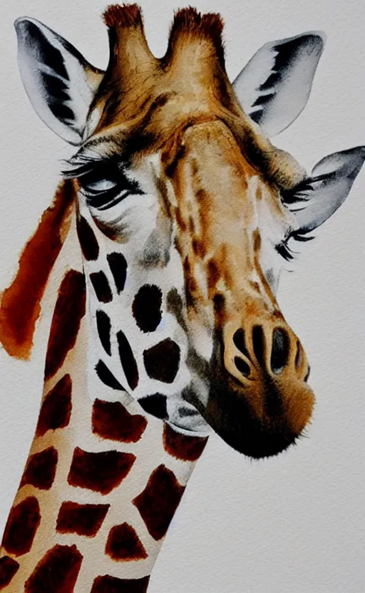 Prompt: aquarell painting of a giraffe, white background