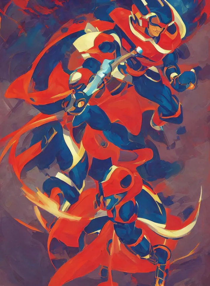 Image similar to orientalist painting of a ninja megaman x zero, in the style of syd mead, by greg tocchini, by james gilleard, by joe fenton