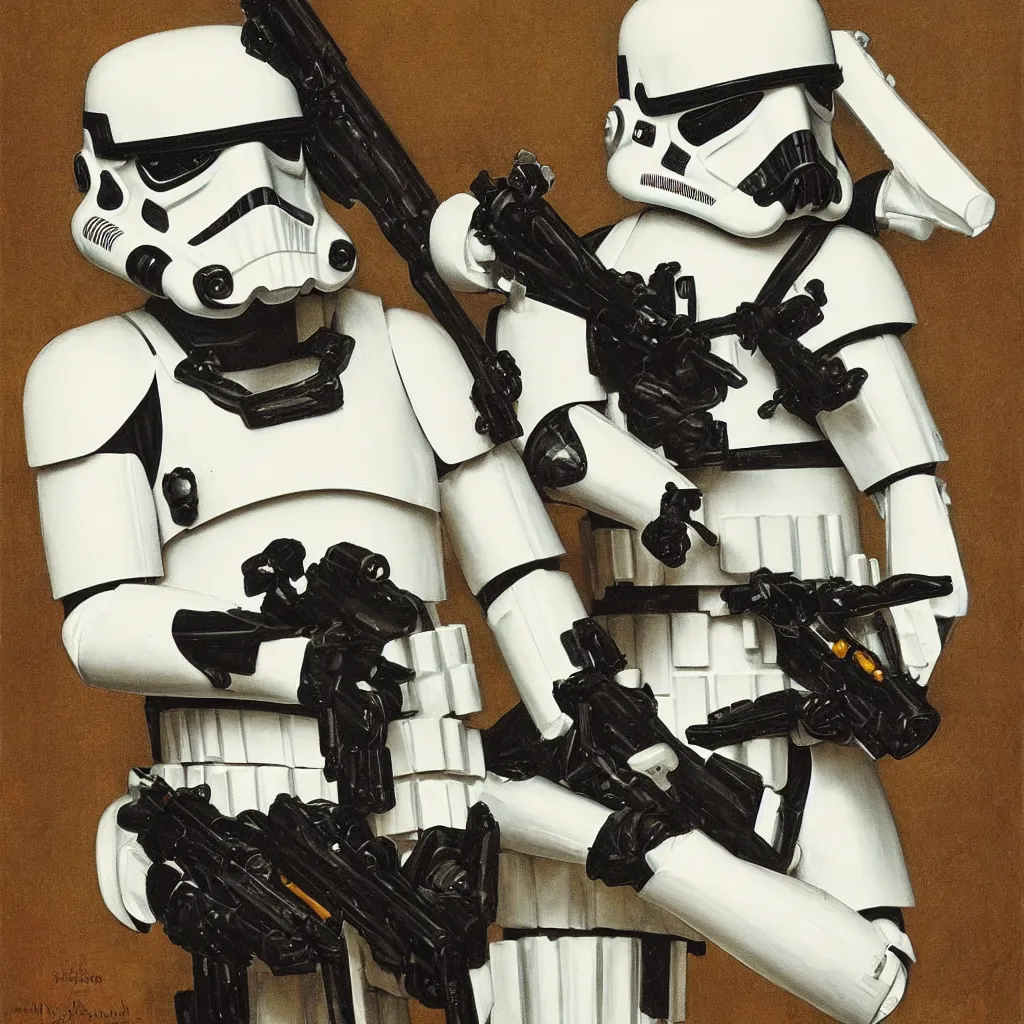 Image similar to Portrait of a Stormtrooper by Norman Rockwell