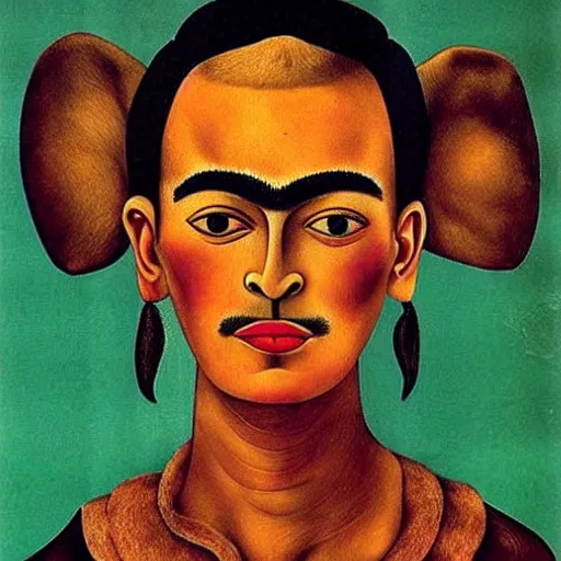 Image similar to a deer with the face of a woman, by frida kahlo