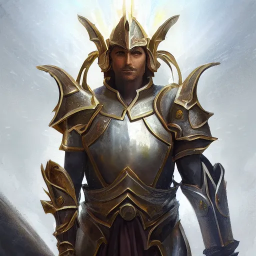 Prompt: divine paladin, artstation hall of fame gallery, editors choice, #1 digital painting of all time, most beautiful image ever created, emotionally evocative, greatest art ever made, lifetime achievement magnum opus masterpiece, the most amazing breathtaking image with the deepest message ever painted, a thing of beauty beyond imagination or words, 4k, highly detailed, cinematic lighting