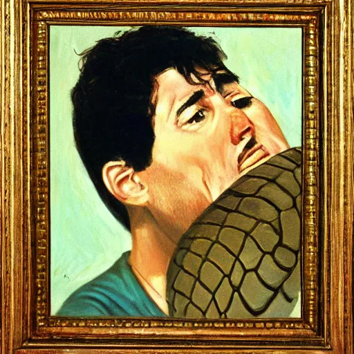 Image similar to A Python programmer's despair, oil on canvas, 1963