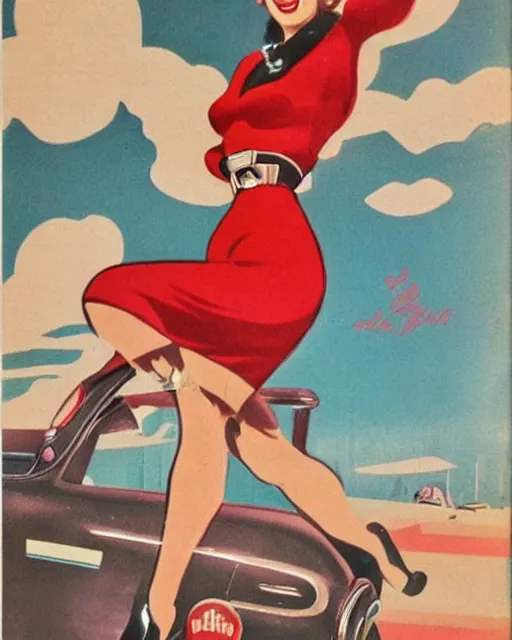 Image similar to mario, 1 9 5 0 s pinup, retro futurism