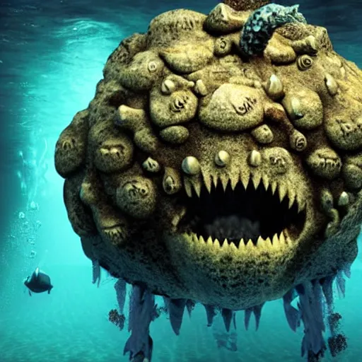 Image similar to a terrifying underwater monster