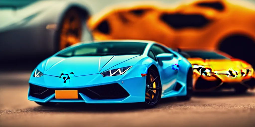 Image similar to Hot Wheels, lamborghini huracan, cinematic, 4K, HD, depth of field, bokeh.