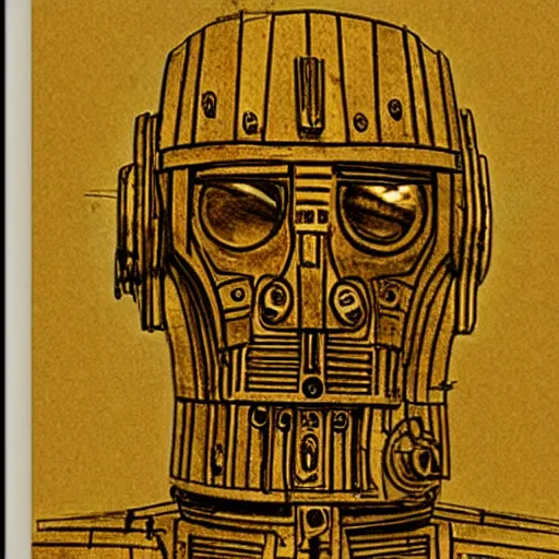 Image similar to sketch of c - 3 p 0 by leonardo da vinci