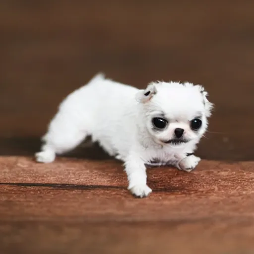 Prompt: A tiny dog sitting on a peanut