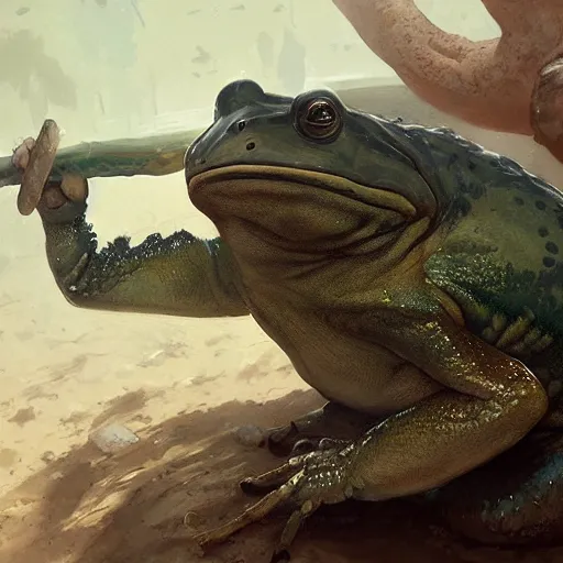 Image similar to hyper realistic big chungus frogman by greg rutkowski