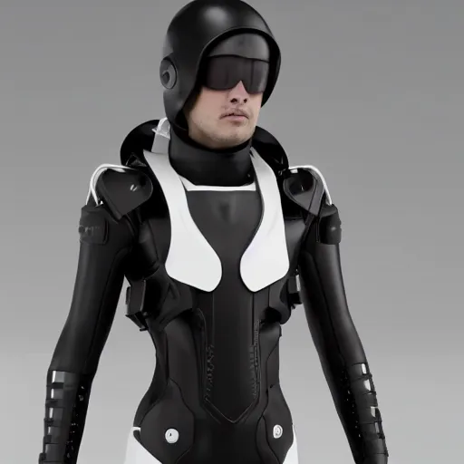 Prompt: photo of futuristic techwear black costume on the white background, 8k, octane render,