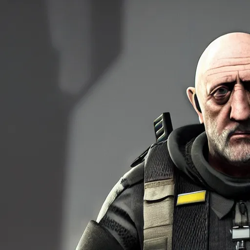 Image similar to Mike Ehrmantraut in Rainbox six siege, 4k, highly detailed