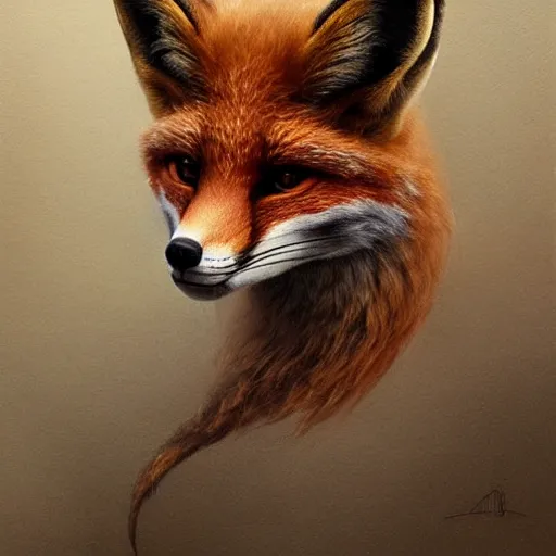 Prompt: a ultradetailed beautiful painting of a close view of an intricate wooden mask of a fox many small detail sculpted in the wood, concept art, high resolution 4 k, by tom bagshaw, greg rutkowski, charli bowater and artgeem