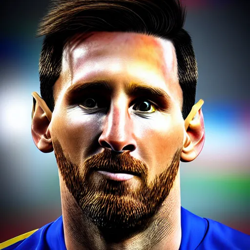 Image similar to Messi profile photo, close up, detailed, 4k, realistic textures