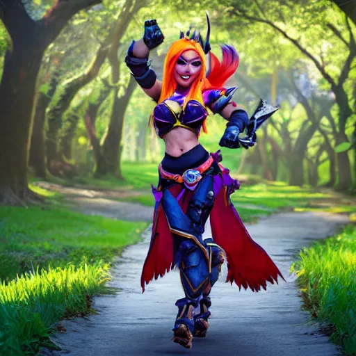 Prompt: happy rogue valeera from world of warcraft, a stroll in a beautiful park, sunny, morning, photorealistic, 4 k
