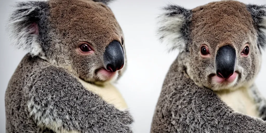 Image similar to official photography of a noble koala in the costume of the French Academy