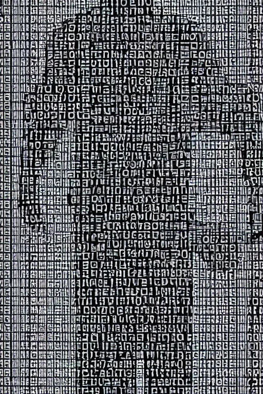 Image similar to Joe Biden full body shot, Ascii art, Computer terminal screen
