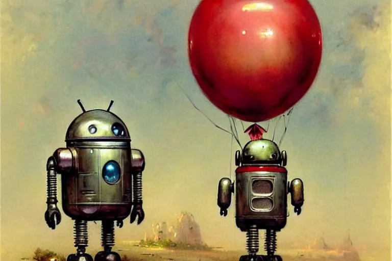 Image similar to adventurer ( ( ( ( ( 1 9 5 0 s retro future robot android mouse rv balloon robot. muted colors. ) ) ) ) ) by jean baptiste monge!!!!!!!!!!!!!!!!!!!!!!!!! chrome red