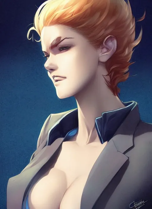 Prompt: beautiful portrait of sexy Godzilla in a suit. character design by charlie bowater, ross tran, artgerm, and makoto shinkai, detailed, inked, western comic book art