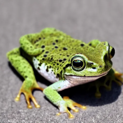 Prompt: photo of a fluffy fuzzy frog with fur