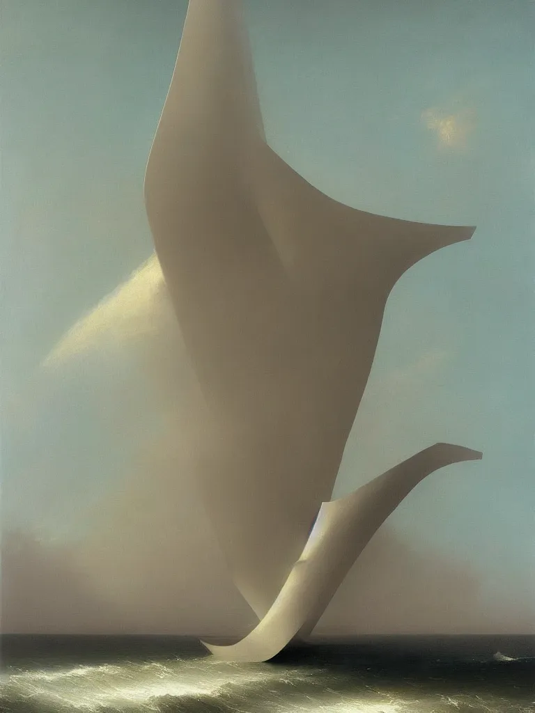 Image similar to minimalist symmetrical futuristic zaha hadid android painting by ivan aivazovsky