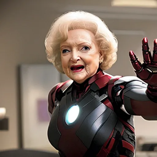 Prompt: Betty White as Black Widow in Iron Man 2