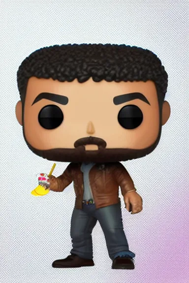 Image similar to “ very photorealistic photo of a hasan piker funko pop on a white background, award - winning details ”