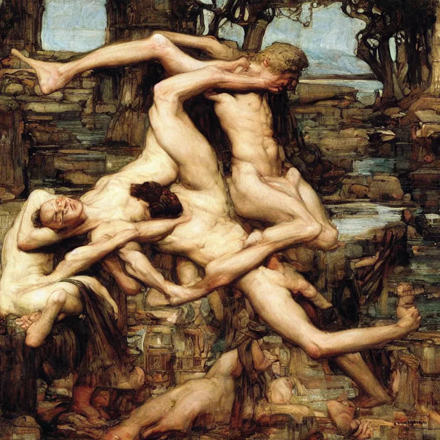 Prompt: The Greek God of Hypnosis by John William Waterhouse, Award Winning