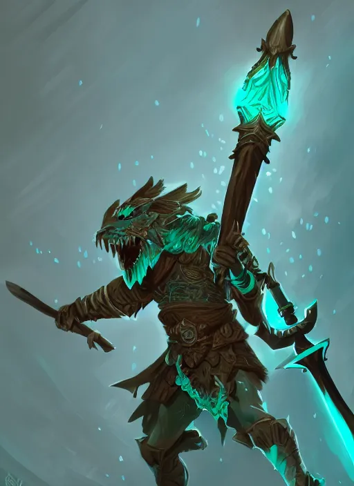 Image similar to Glowing DND Battleaxe emanating teal energy, dungeons and dragons, highly detailed, digital painting, 8k, HD