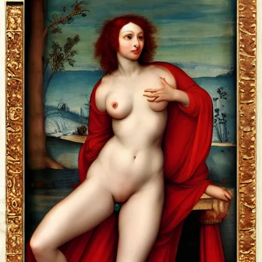 Prompt: Christina Hendricks body strip renaissance art by Raphael, realistic detailed,