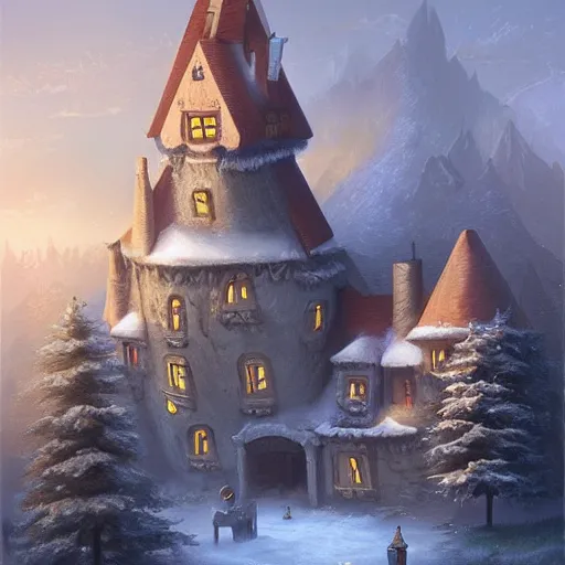 Prompt: a highly detailed fantasy digital art trending on artstation by andreas rocha of a house made of swiss cheese