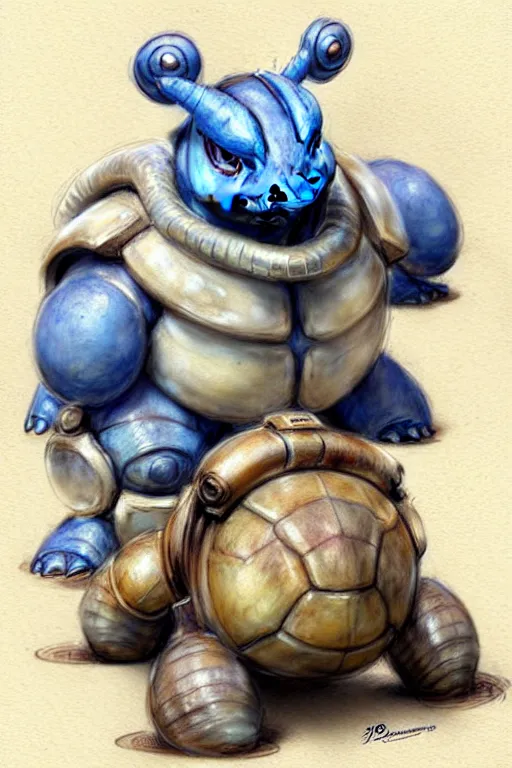 Prompt: ( blastoise. muted colors. ) by jean - baptiste monge!!!!!!!!!!!!!!!!!!!!!!!!!!!