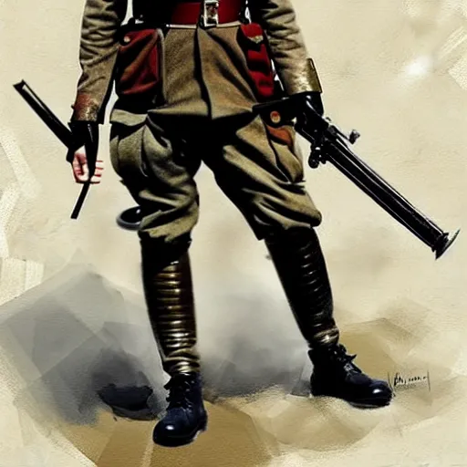 Prompt: german empire ww 1 stormtroper soldier looking forward drawn by greg rutkowski