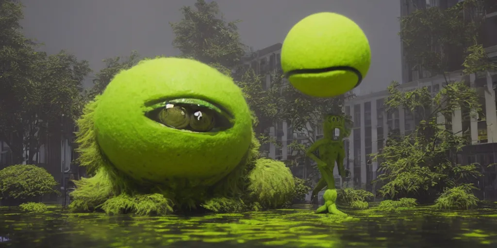 Prompt: a photo of 8 k ultra realistic giant tennis ball monster statue, tennis ball monsters, exotic, cinematic lighting, trending on artstation, 4 k, hyperrealistic, focused, high details, unreal engine 5, cinematic, alien planet atmosphere in background, 3 d render by basil gogos and beeple