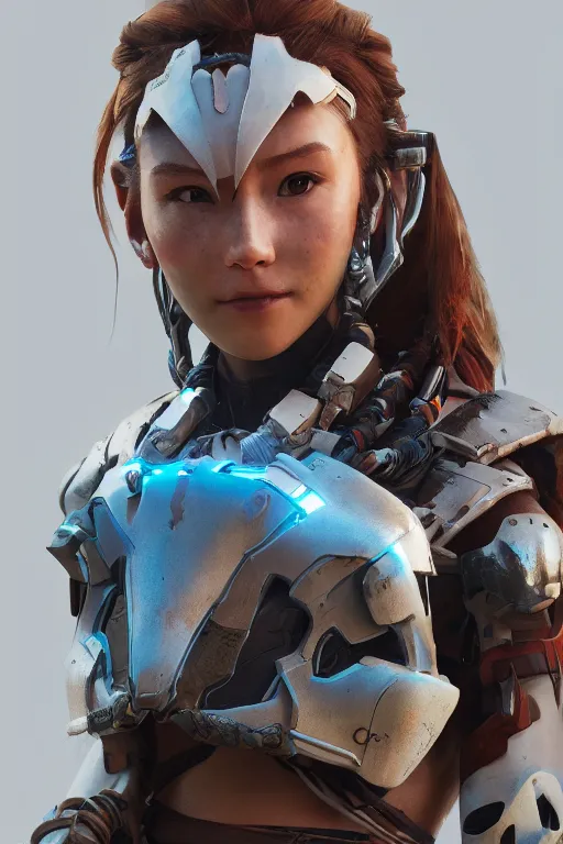 Image similar to combination suit armor aloy horizon forbidden west horizon zero dawn robot ninja mask helmet backpack tribal, aesthetic octane render, 8 k hd resolution, by ilya kuvshinov and cushart krentz and gilleard james radiating a glowing aura cgi rtx 2 0 2 2