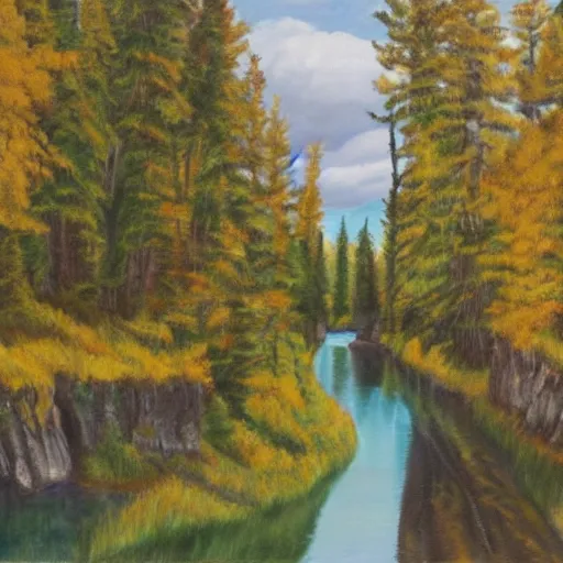 Prompt: painting of the Chinchaga River, Alberta