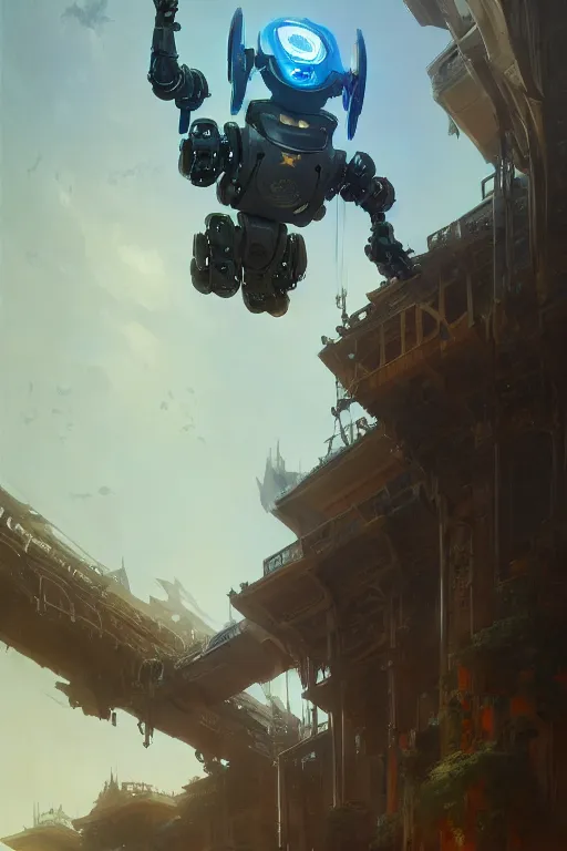 Prompt: robot caracal flying up on the victorian city, extremely detailed digital painting, in the style of fenghua zhong and ruan jia and jeremy lipking and peter mohrbacher, mystical colors, rim light, beautiful lighting, 8 k, stunning scene, raytracing, octane, trending on artstation