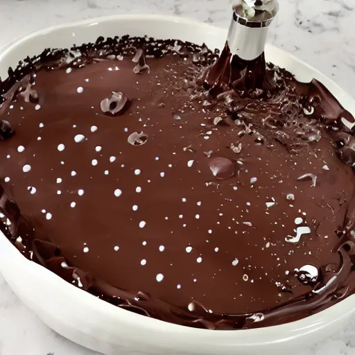 Image similar to tank sink on chocolate liquid rain, flooded with chocolate