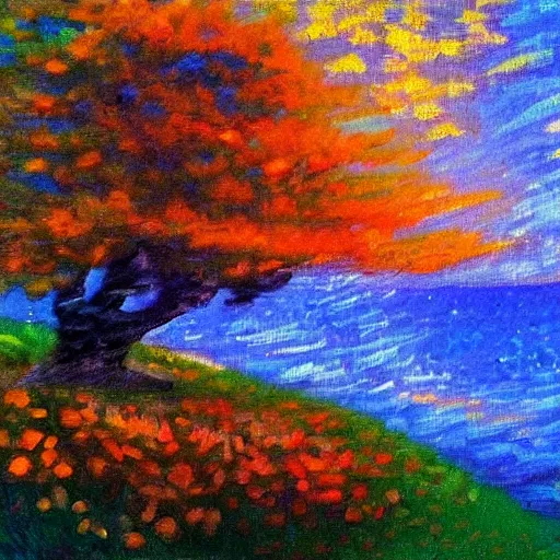 Image similar to impressionist painting on the theme of serenity