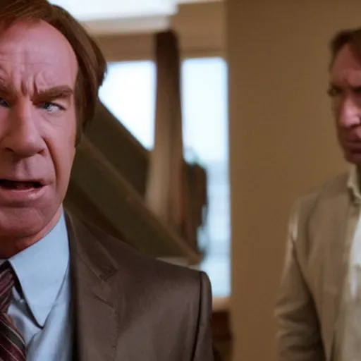 Prompt: Saul Goodman fighting Chuck Norris, movie still, 4k,