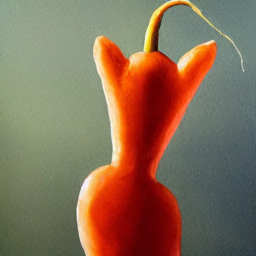 Prompt: Creepy painting of anthropomorphic carrot